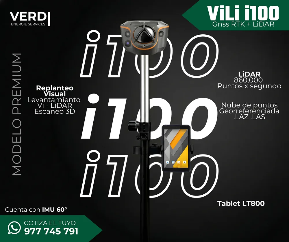 ViLi i100 modelo premium GNSS con LiDAR