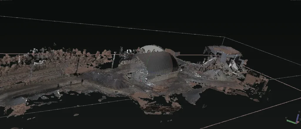 Nube de puntos 3D de un levantamiento procesado por Verdi