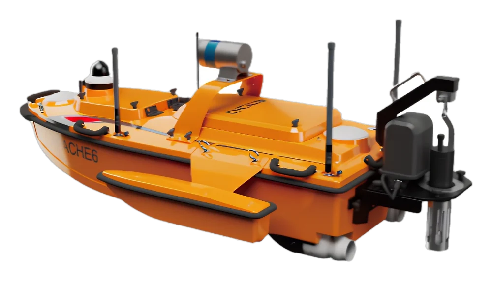 USV CHCNAV Apache 6 con ecosonda multihaz y LiDAR montados